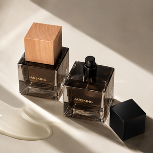 Botella de Perfume Cuadrada de Vidrio de 50 ml, Estilo Nórdico Minimalista, con Tapa de Madera, Envase de Lujo para Fragancias Orgánicas, Marca Propia, OEM, ODM - Product Image 1