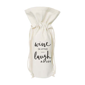 Bolsa de Lona de Algodón para Vino, Ideal para Regalo - Concepto 'Vino, un Poco de Risas, Mucho Divertido' - Product Image 1