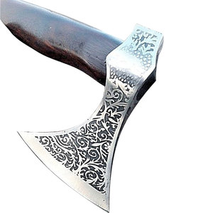ขวานเหล็กดามัสกัสทำจากเหล็กสำหรับอุตสาหกรรมด้ามจับไม้ทนทานสูงงานตามสั่ง - Product Image 3