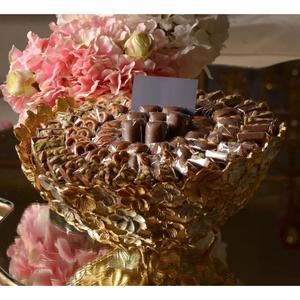 Diseño elegante Forma redonda Cuenco de chocolate decorativo Hecho a mano Mejor calidad Cuenco de metal dorado con acento de hoja en precio al por mayor - Product Image 6