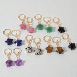 Pendientes de Plata de Ley 925 con Baño de Oro y Obsidiana Negra en Forma de Estrella, Joyería de Aro con Piedras Semipreciosas Hechas a Mano, Moissanita al por Mayor - Product Image 5