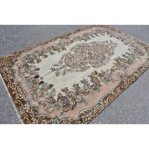 พรมตุรกีทำมือสีเบจสีน้ำตาลคลาสสิก5x9.5ft โถงทางเดินรูปสี่เหลี่ยมผืนผ้า/ทางเข้า/ข้างเตียงสำหรับห้องนั่งเล่นที่บ้าน - Product Image 4