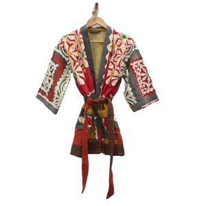 Veste de travail à manches longues pour femmes, veste en Patchwork matelassé, Kantha, Kimono, manteau Vintage en Patchwork - Product Image 1