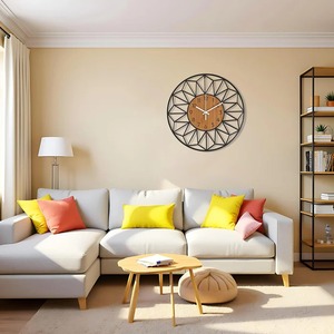 Luxury Wall <b>Clock</b> Made With Metal And Wood Unique Design Adds Stylish And Elegant Touch To Any Room Or Office - Product Image 2