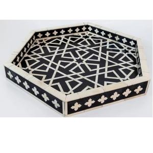 Plateau d'incrustation d'os de Style Antique fait à la main plateau décoratif Unique pour la cuisine à manger Table basse et but de décor classique - Product Image 6