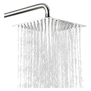 Soffione Doccia Quadrato Contemporaneo a Doppia Maniglia in Acciaio Inox 304, Termostatico, Superficie Spazzolata, Getto Massaggiante Delicato - Product Image 1