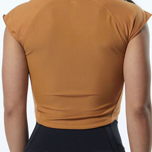 Camiseta ajustada con cuello redondo para mujer, prenda de vestir, de algodón 95%, con mangas ajustadas de licra, cuello redondo en forma de raglán, con dobladillo redondo, 5% - Product Image 6