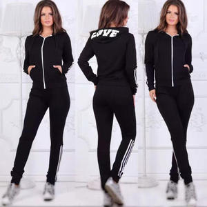 Conjunto Deportivo de Invierno para Mujer, 2 Piezas, con Capucha, 100% Algodón Grueso, Ecológico, Talla Grande, Sudadera y Pantalones Deportivos - Product Image 2