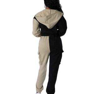 Survêtement 2 pièces ensembles pour femmes doux coton pantalons de survêtement décontractés survêtement ensemble fermeture éclair à capuche poids lourd femmes ensemble de vêtements de sport - Product Image 6