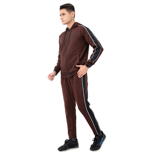 Conjunto de chándal con capucha y cremallera Ropa deportiva atlética de manga larga con chaqueta a rayas laterales y pantalones para correr Traje de fitness informal - Product Image 1