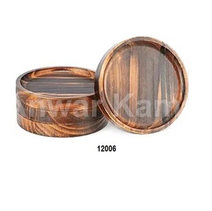 Set of 4 Pcs Hammered Copper Coasters 5mm Thick Eco-Friendly Modern Luxury - Product Image 2