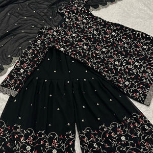 Alta calidad totalmente cosido Georgette Top lentejuelas hilo Zari trabajo Sharara conjunto para fiestas de verano ropa India paquistaní - Product Image 2