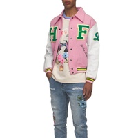 Veste universitaire de baseball avec patchs brodés en chenille pour l'hiver pour hommes, avec manches en cuir et placement du logo sur le devant