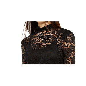 INC International Concepts Top Blouson Nero in Pizzo da Donna Taglia XS, Tessuto Lavorato a Maglia con Ricami Floreali, Moda Primavera/Estate - Product Image 2