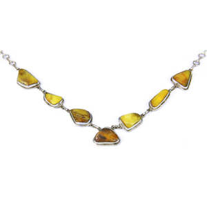 Collier unique et tendance pour femme, plaqué or, argent avec pierre précieuse ambre, perles en laiton en forme d'ancre, chaîne, cadeau pour bijoux - Product Image 2