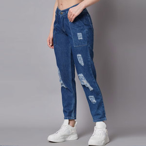 กางเกงยีนส์สตรีใส่สบายดีไซน์มาใหม่ทำจากโรงงานด้านหน้าเรียบคุณภาพดีและราคาไม่แพงสำหรับฤดูหนาว - Product Image 2