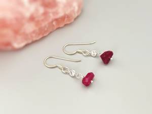 Raw Ruby Gemstone Dangally 925 Sterling Silver Amazing Earrings Natural Ruby 925 Solid Sterling Silver Bezel Setting Earring - Product Image 2