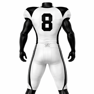 Custom American Football Uniform Set Men's Football Jersey and Pants White Black Team Kit Breathable <b>Compression</b> Sportswear OEM - Product Image 2