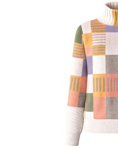 Customized Premium <b>Women</b> Turtleneck Patchwork Knit Sweater Soft Warm Winter Pullover Casual Fashion Top Multicolor Green <b>Orange</b> - Product Image 3