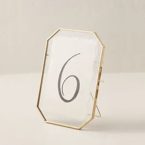 Octagon Shape Metal Floating Picture Frame With Locket Closure For Living & Bedroom Tabletop Decoration With Gold Finished