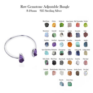925 Sterling Silver Bohemian Adjustable Band <b>Bangle</b> 8-10mm Rough Amethyst Gemstone <b>Gold</b> Plated Family Birthstone Jewelry Gift - Product Image 6