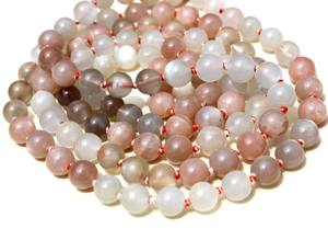 Collar de Cuentas Mala de Piedra Lunar Natural de Todos los Colores, 108 Cuentas Anudadas, Hecho a Mano, Estilo Bohemio Indio, Unisex, Certificado por Terceros - Product Image 3