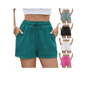 Shorts d'été pour femmes, couleur unie, anti-plis, taille élastique, décontractés, pour le sport et la gym - Product Image 2