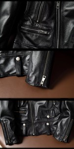 Vestes en cuir décontractées pour hommes 100% Veste en cuir véritable en cuir noir vieilli - Product Image 6