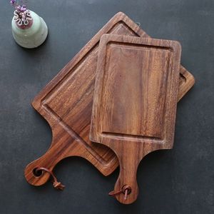 Planche à découper en bois d'acacia naturel la plus vendue à la main avec poignée planche à découper de légumes bon marché pour la cuisine - Product Image 1