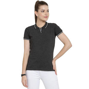 Longitud corta informal para mujer de fabricante profesional para Polo, diseño elegante de Color sólido, decoración de logotipo, nuevo tejido - Product Image 1