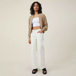 แจ็กเก็ตบอมเบอร์สำหรับผู้หญิงเสื้อแจ็กเก็ตบอมเบอร์คอตั้งแขนยาวและซิปซับในไนล่อนแบบถักทนทาน - Product Image 4