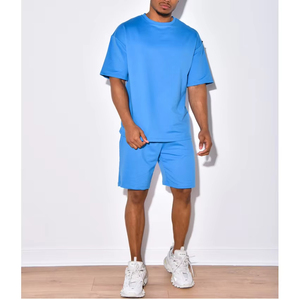 Ensemble T-shirt et short décontracté d'hiver 2025 de haute qualité pour hommes, en coton, avec logo personnalisé, vente en gros - Product Image 2