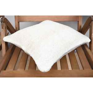 Almohada de retazos de lana Beige de 14x14 pulgadas, acento rústico de granja de lujo con patrón esponjoso Vintage, portátil para ropa de cama, uso en el suelo - Product Image 4