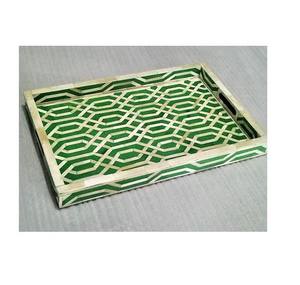 Meilleure vente Vintage carré noir plateau à la main en incrustation d'os dessus de table basse pour la cuisine servant des boissons pour servir les invités - Product Image 1