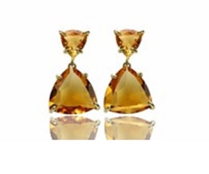 มาใหม่ซิทรินไฮโดรพลอย925เงินสเตอร์ลิงล้านล้านรูปร่างต่างหู - Product Image 1