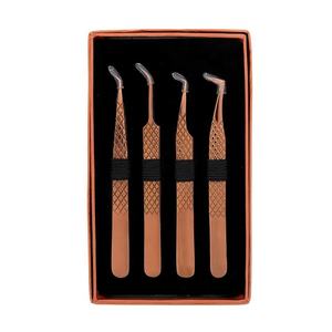 ชุดแหนบต่อขนตา 4 ชิ้น ชุบทองคำสีกุหลาบ ทำจากสแตนเลสคุณภาพสูง ปรับแต่งได้ - Product Image 1