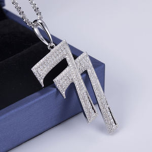 Pendentif en moissanite numéro 77, serti de diamants, couleur D VVS, collier hip-hop, numéro porte-bonheur, argent 925, fabrication sur mesure OEM ODM, vente en gros - Product Image 2