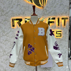 Chaqueta de hombre de lana y seda bordada de alta calidad con etiqueta personalizada con cierre de botón cubierto chaquetas versity chaquetas Lettermen - Product Image 5