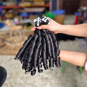 Extensions de cheveux bruts vietnamiens les plus vendus paquets de tissage avec fermeture à lacet ensemble perruques dentelle avant cheveux humains Fumi Curl Styles - Product Image 2
