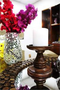 Juego de 2 portavelas de pilar de madera de 5 pulgadas de alto, regalo Ideal para bodas, fiesta nupcial, Spa, vela de Pilar votivo de meditación Reiki - Product Image 2