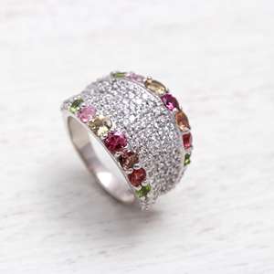 เครื่องประดับทัวร์มาลีนแบบหลายสีสำหรับผู้หญิงเครื่องประดับอัญมณีสีเงินสเตอร์ลิงแบบ925ดีไซน์ไม่เหมือนใคร - Product Image 4