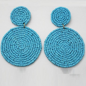 Pendientes de Aro con Cuentas de Vidrio Bordadas a Mano, Diseño Moderno, Chapados en Oro, para Mujeres y Niñas, Modelo Rodio - Product Image 1