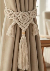 Abrazaderas para Cortinas de Macramé, Hechas a Mano, de Algodón, Estilo Boho, para Ventanas - Product Image 3