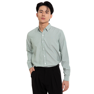 ODM/OEM <b>Men's</b> Casual <b>Striped</b> Print <b>Long</b> <b>Sleeve</b> Top Plain Dyed Technique Daily Worn Top Made in Viet Nam - Product Image 2