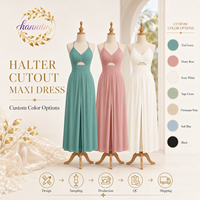Robe longue décontractée d'été pour femme 2026, à fines bretelles, col en V, découpes, fente, sans manches, pour plage et soirée, avec poches