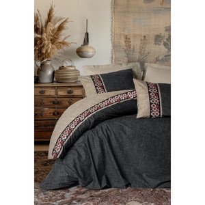 ชุดผ้าปูที่นอนคู่หรูหรา Cotton Box Folk Ark ลายดอกไม้ ยามก้า สีเบจ ขนาดคิงไซส์ ผ้าซาติน สำหรับใช้ในบ้านในช่วงคริสต์มาส - Product Image 1