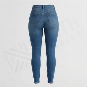 Jeans en denim pour femmes, pantalon évasé côtelé sur mesure, design empilé, respirant, en coton, couleur personnalisée, streetwear - Product Image 2