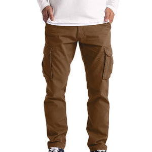 Pantalon décontracté en coton de luxe personnalisé de haute qualité avec poche Jogger évasé Cargo Pantalons pour hommes Pantalons empilés à cordon de serrage pour hommes - Product Image 1