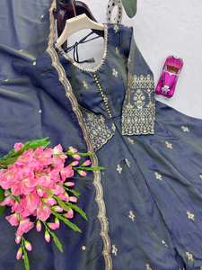 Ensemble Anarkali Sharara en soie mélangée de luxe Unity Luxure avec dupatta, pour les fêtes et les occasions spéciales - Product Image 6