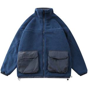 OEM High Quality Winter Zip Up <b>Fleece</b> <b>Sherpa</b> Jacket <b>Men</b> Custom Logo Oversized <b>Sherpa</b> <b>Fleece</b> Jacket Cargo Pocket - Product Image 3